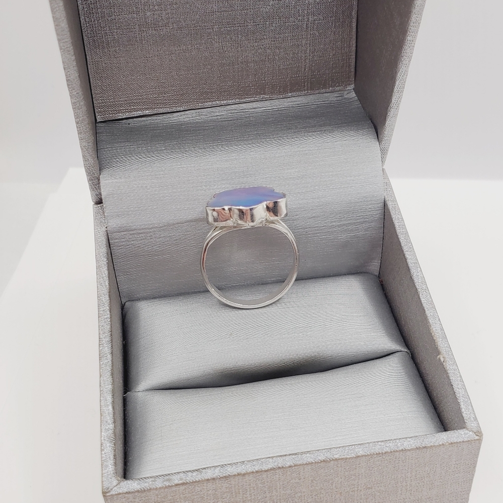 925 Sterling Silver Aurora Opal Cloud Ring – Iridescent Pastel Glow - Picture 3 of 11
